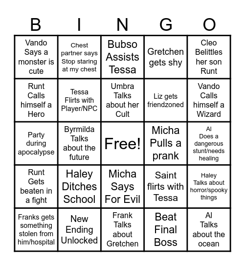 Doomsday Bingo! Bingo Card