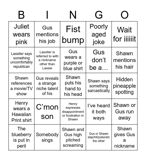 Psych bingo! Bingo Card