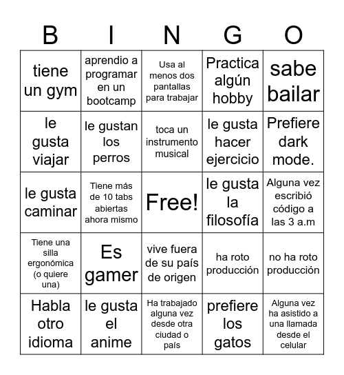 Lisba Bingo Card