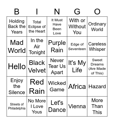 Midnight Drive Bingo Card