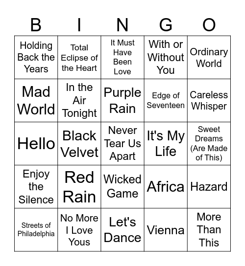 Midnight Drive Bingo Card