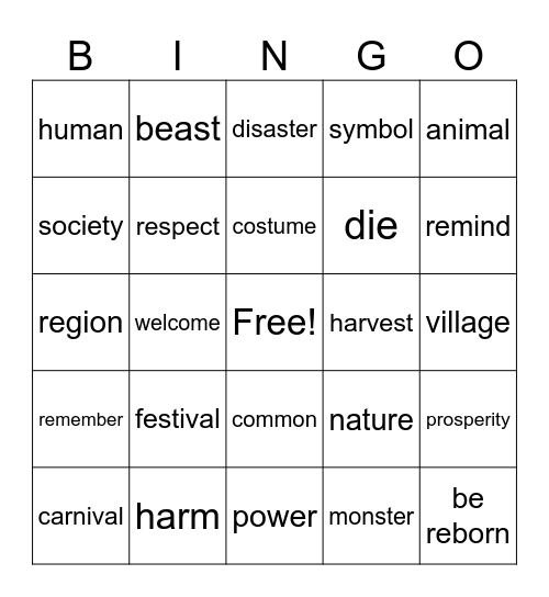 Lesson 3 Bingo Card