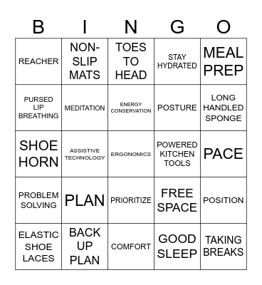 ENERGY CONSERVATION BINGO Card