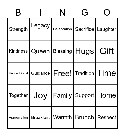 Mother's Day BINGO Card