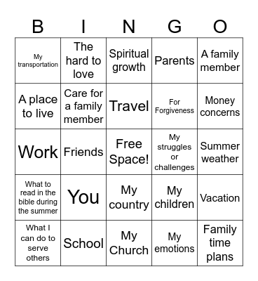 What Can I Pray For You  Bingo Card