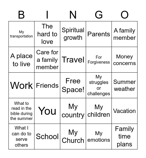 What Can I Pray For You  Bingo Card