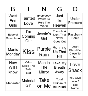 Mac's Music Bingo! Bingo Card