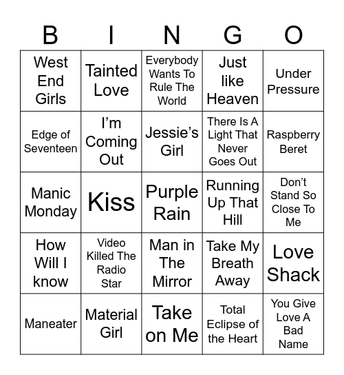 Mac's Music Bingo! Bingo Card