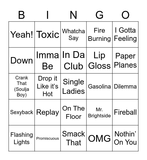 Mac's Music Bingo Card