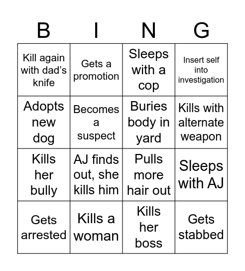 Sweetpea Bingo Card
