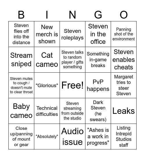 May Livestream Bingo Card