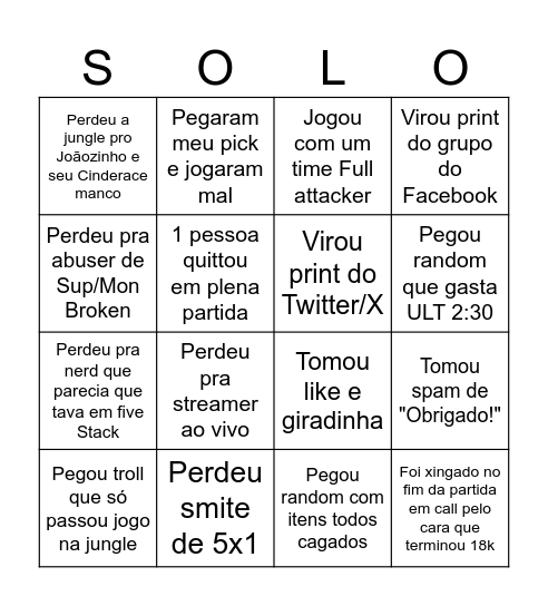 Bingo da Soloq Bingo Card