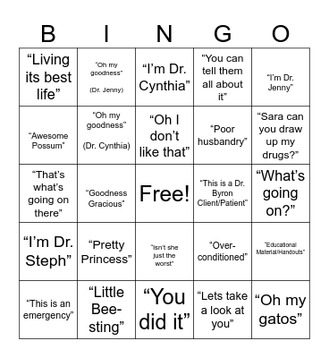 Common Phrases Our Doctors Say! Bingo Card