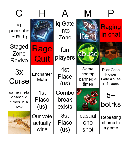 LoL Arena Bingo Card