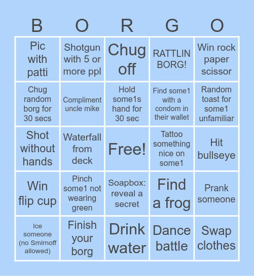 MemBORGial Day Bingo Card