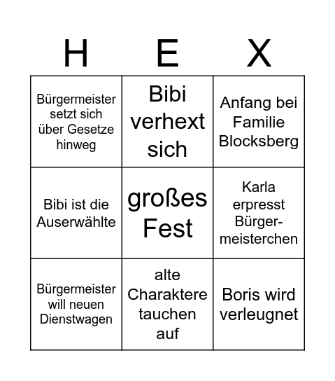 Hexingo Bingo Card