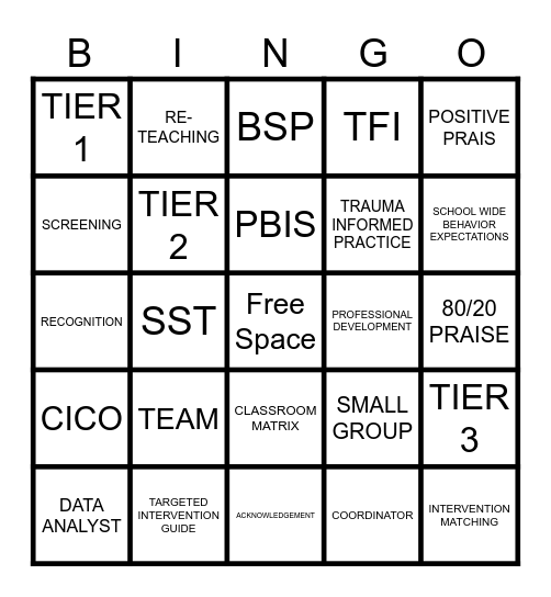 PBIS BINGO Card