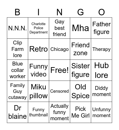 AGC Andy bingo Card