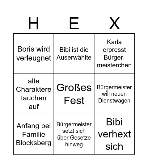 Hexingo Bingo Card