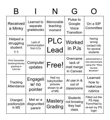 UTVA MS TAW I "Survived" the School Year! Bingo Card