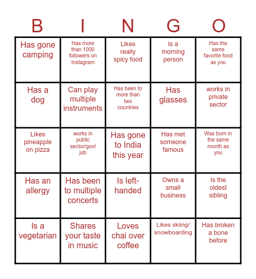 Mingle Mania: Who’s Who in the Room Bingo Card