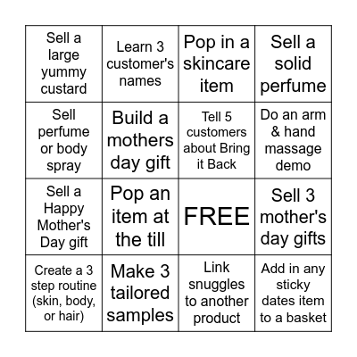 Mother's Day Weekend !!! Bingo Card