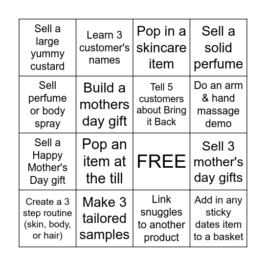 Mother's Day Weekend !!! Bingo Card