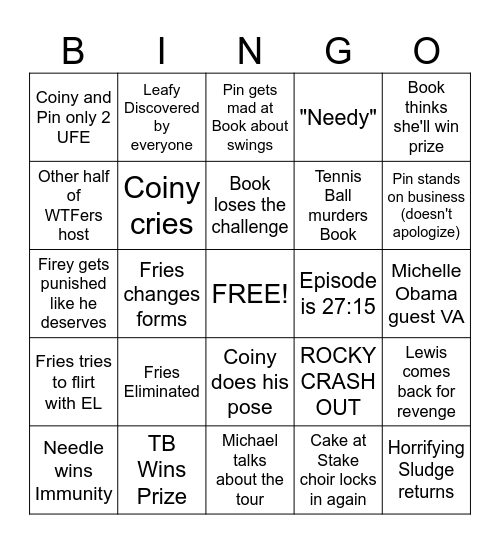 BFDIA 19 Bingo Card