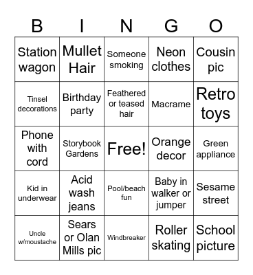 Throwback Bingo Card