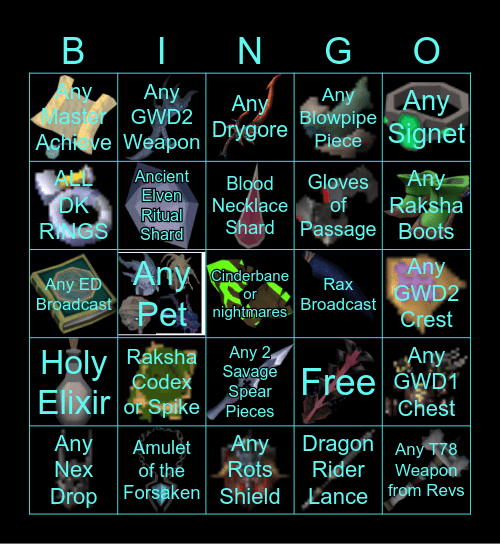 Runescape 3 Bingo Card