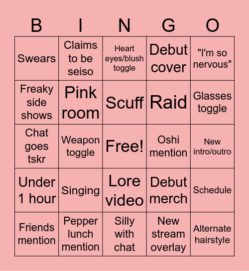 Mimi Debut Bingo Card