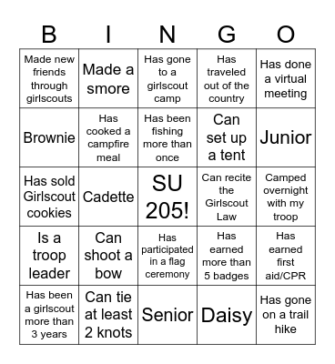 Troop 40561 Icebreaker Bingo! Bingo Card