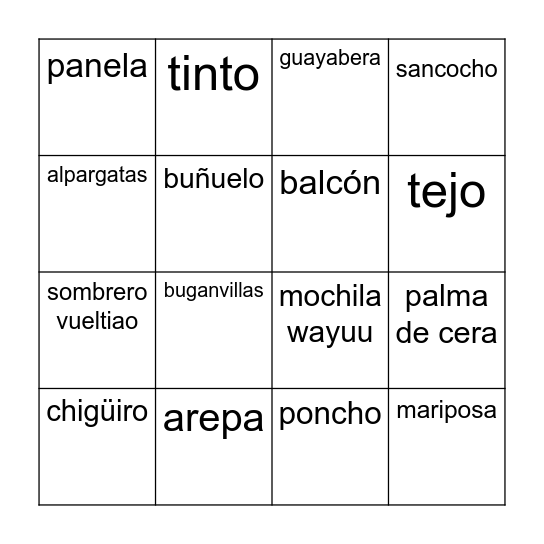 Encanto Bingo Card