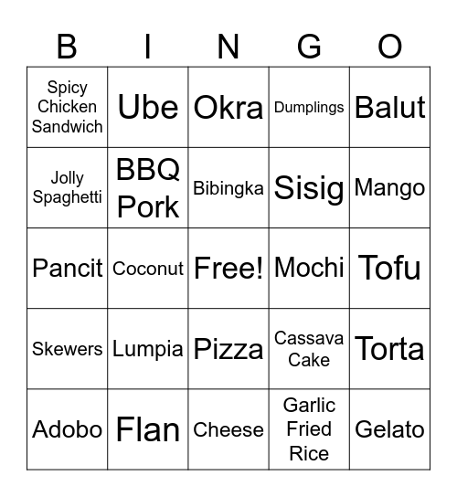 We Like to Eat Bingo Card