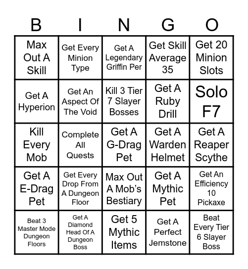 Skyblock Bingo #1 Bingo Card