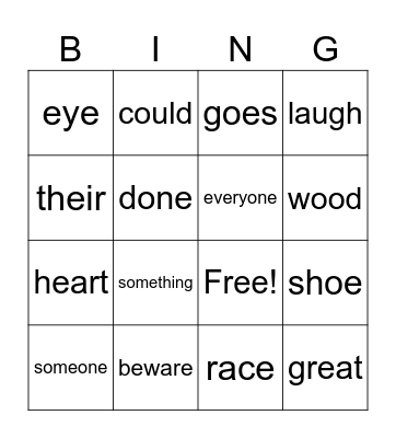Stage 7.2 Bingo Card