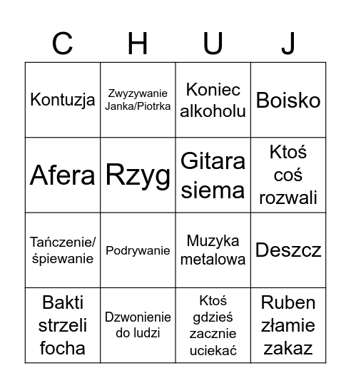Monkolno Bingo Card