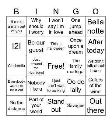 Disney Bingo Card
