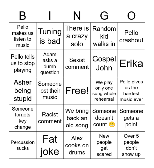 Jazz Band Bingo 😎 Bingo Card