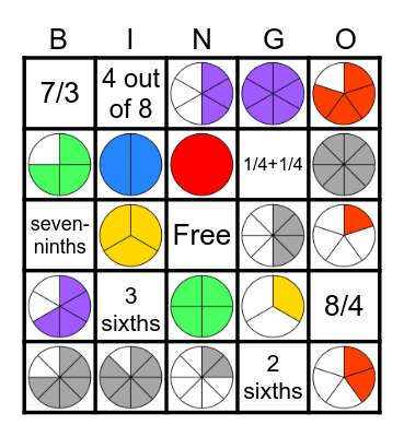 Fractions 3rd Grade Bingo Card