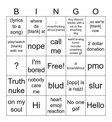 veras common phrases Bingo Card