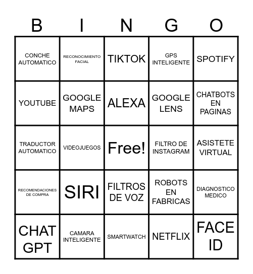 INTELIGENCIA ARTIFICIAL Bingo Card