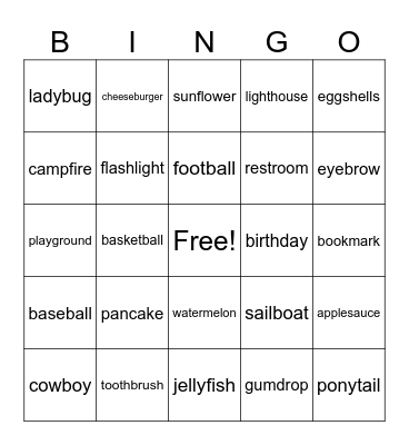 BINGO - Compound Words Bingo Card