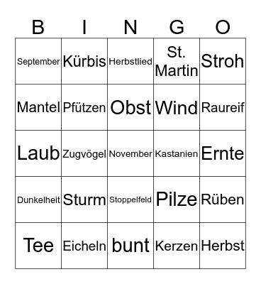 HERBSTBINGO Card