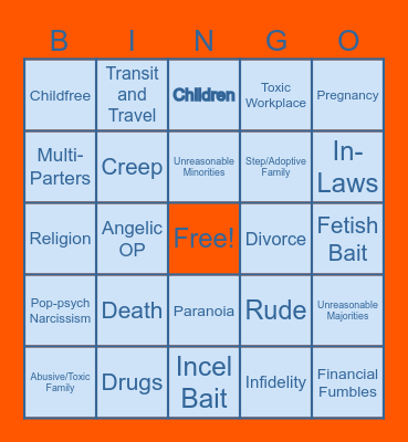 Reddit Bingo Card