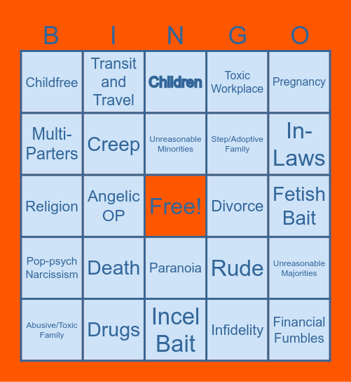 Reddit Bingo Card