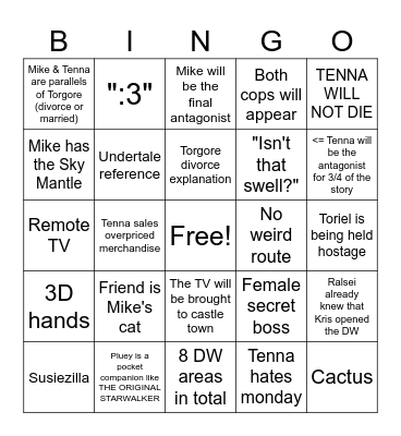 My Ultimate Chapter 3 Prediction Bingo Card
