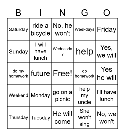 VA class Bingo Card
