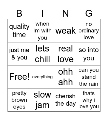 lovers only Bingo Card
