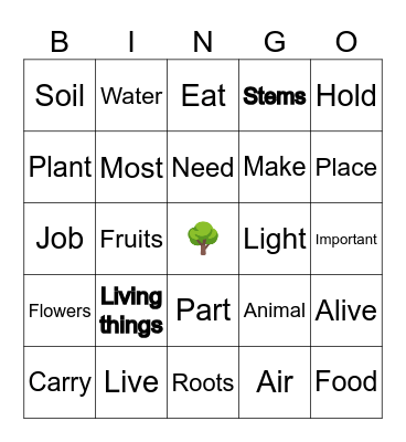 PLANTS Bingo Card
